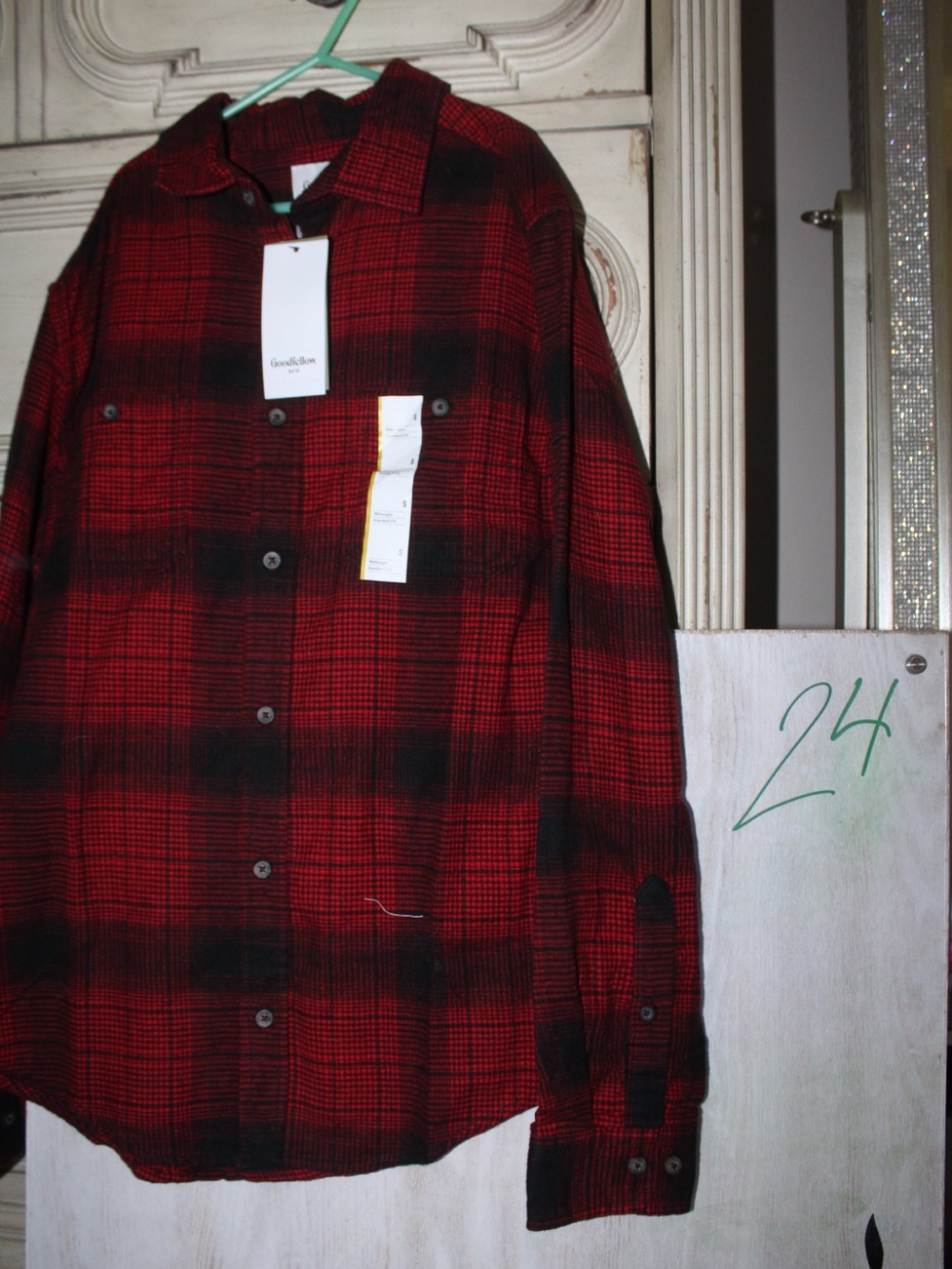 Goodfellow & Co Red and Black Plaid Button-Down Shirt